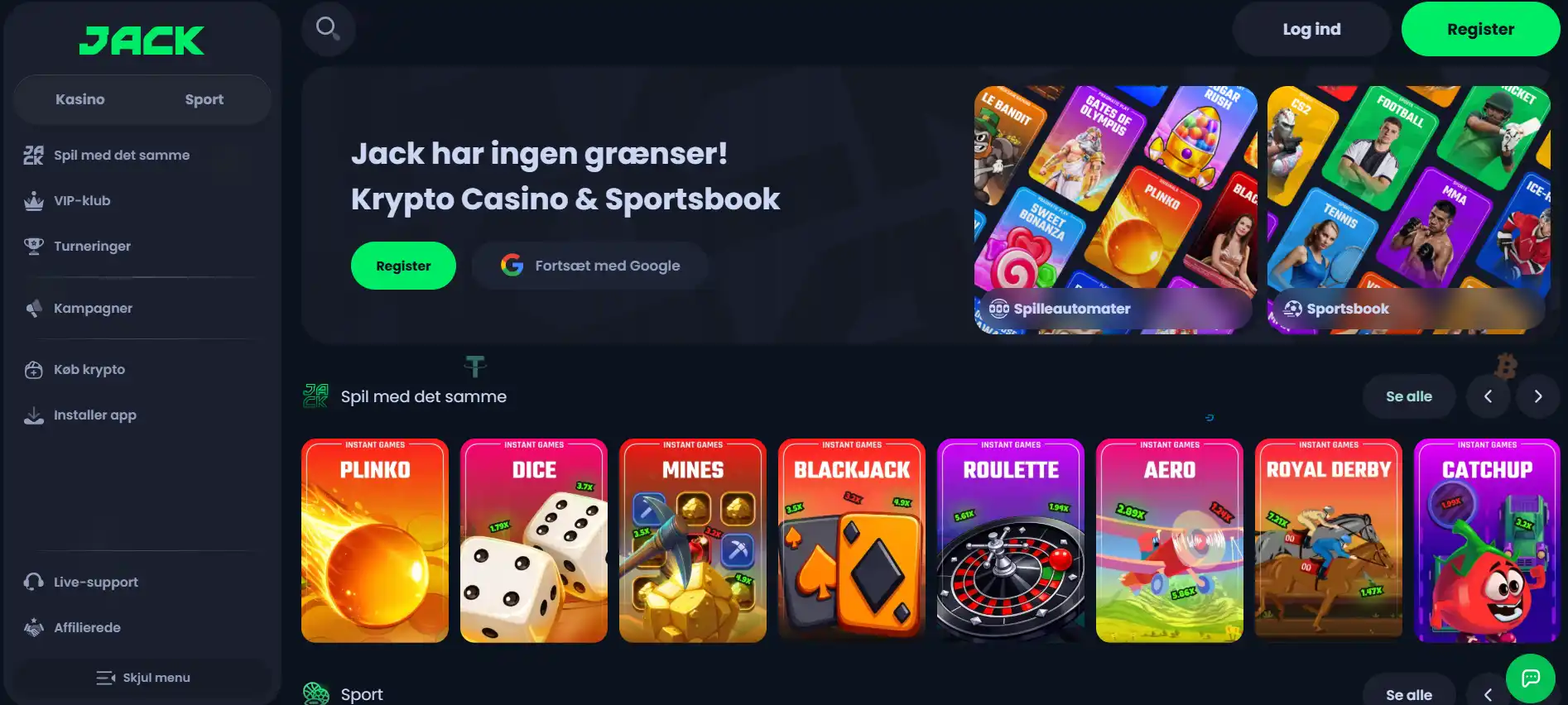 Aktuel Jack.com-branding efter skiftet fra Jackbit